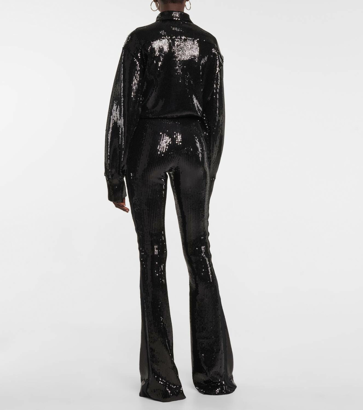 David Koma Sequined flared high-rise pants