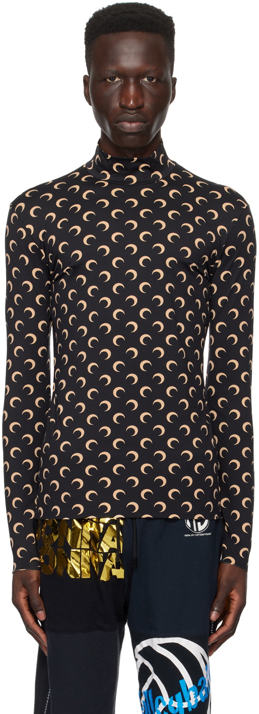Marine Serre Black All Over Moon Turtleneck