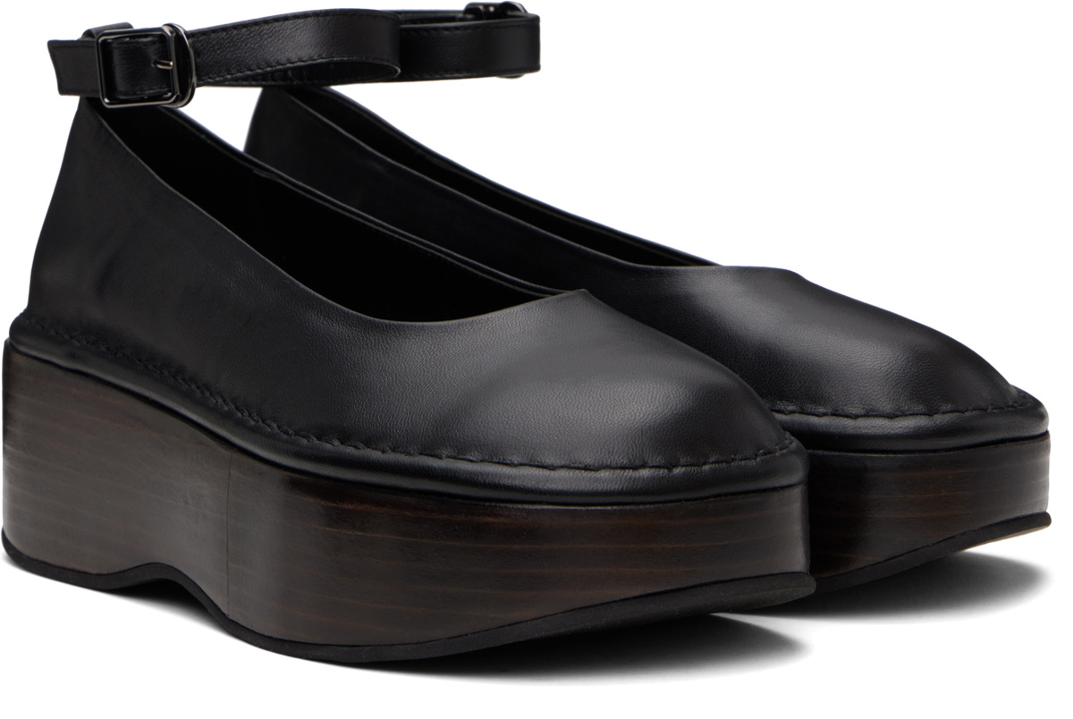 AMOMENTO Black Platform Flats