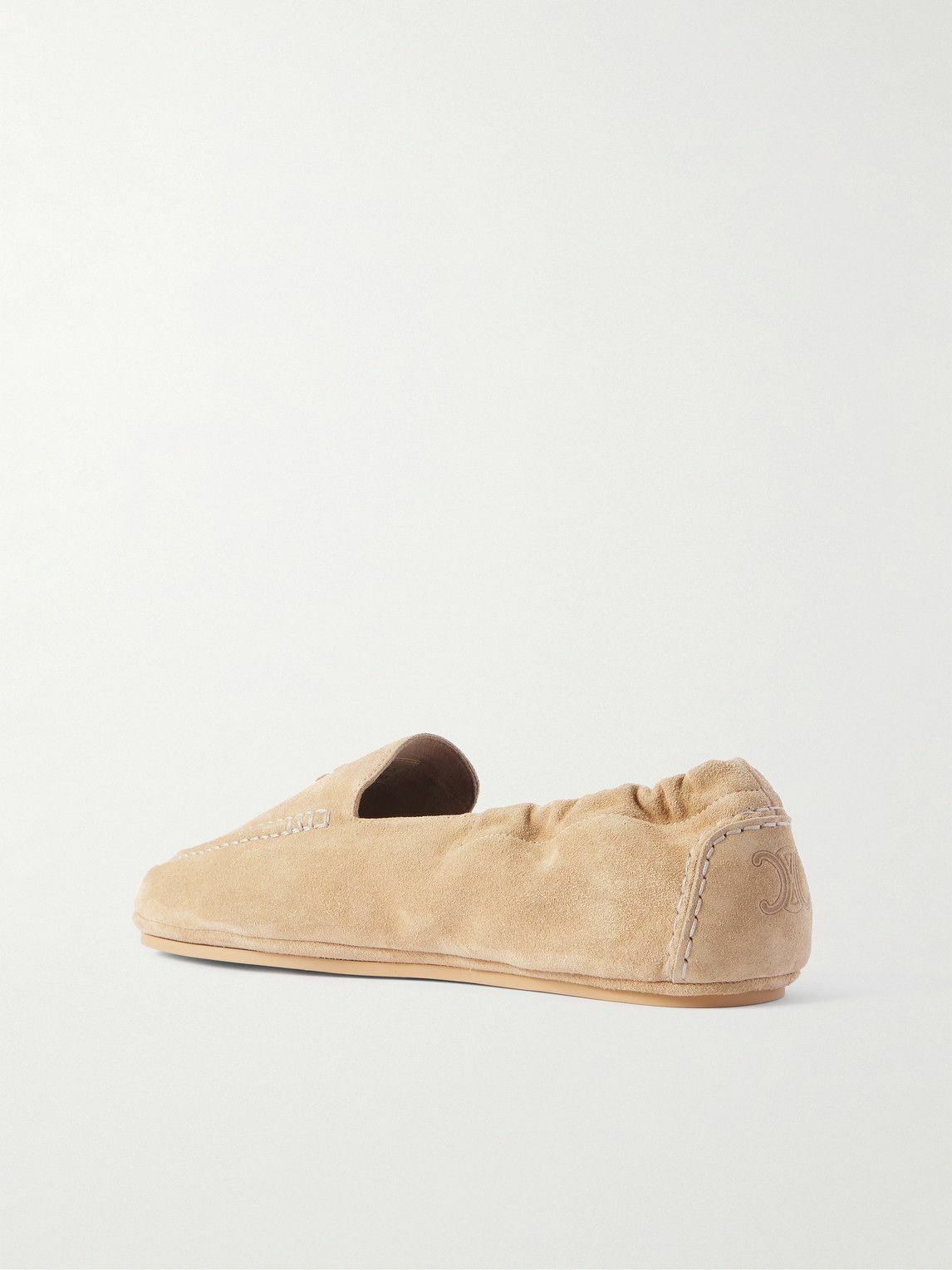 CELINE - Logo-Appliquéd Suede Loafers - Neutrals
