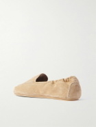 CELINE - Logo-Appliquéd Suede Loafers - Neutrals