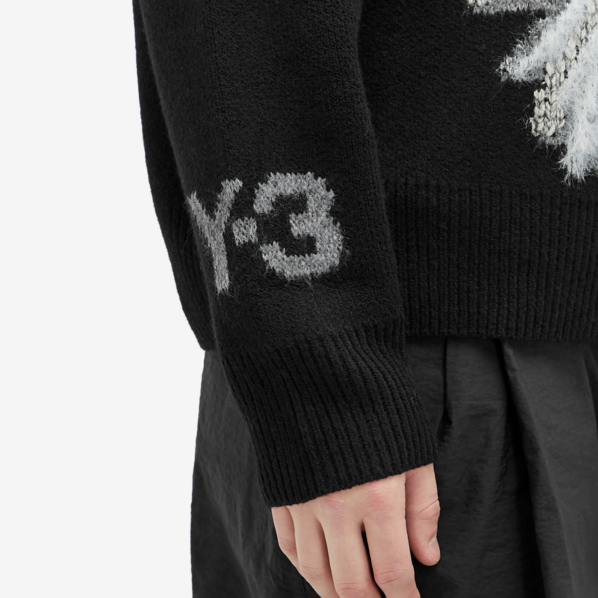 Y-3 Men's Graphic Crew Knit Jumper in Black Y-3