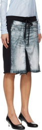 OPEN YY Black & Blue Jean Effect Jersey Shorts