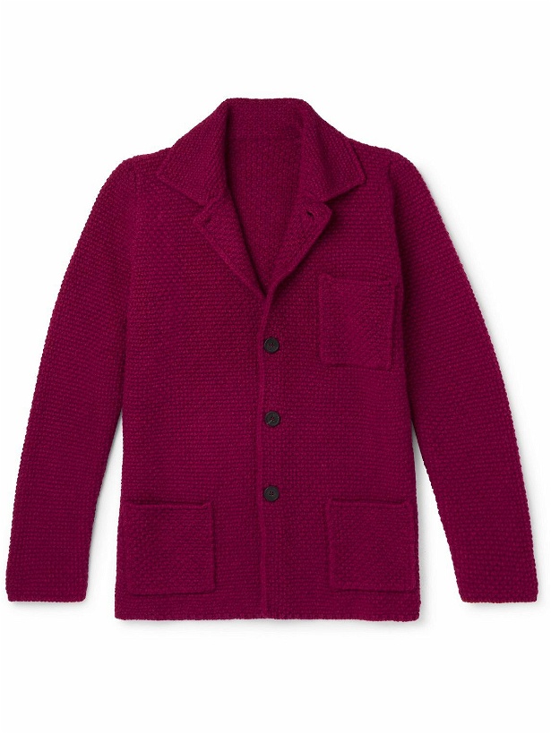 Photo: Anderson & Sheppard - Slim-Fit Textured Wool and Cashmere-Blend Cardigan - Burgundy