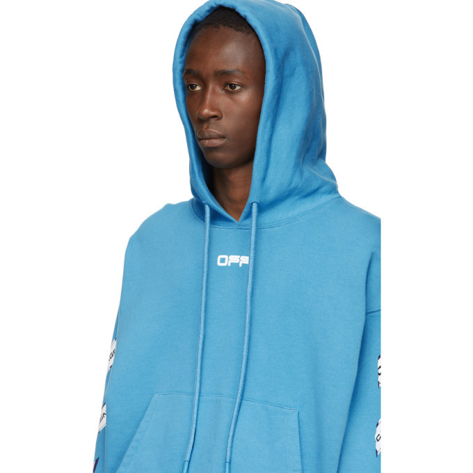 Off White Blue Airport Tape Hoodie Off White