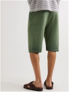 120% - Straight-Leg Linen-Blend Jersey Drawstring Shorts - Green