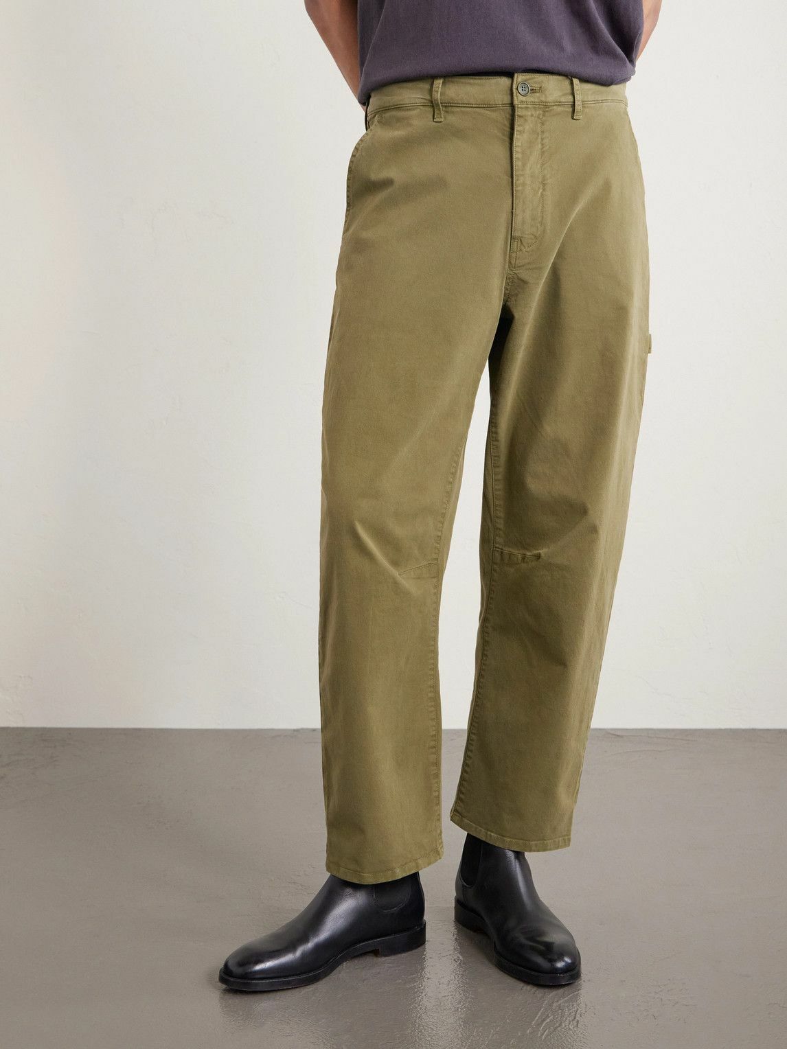 Nili Lotan - Carpenter Straight-Leg Cropped Cotton-Blend Twill Trousers - Green