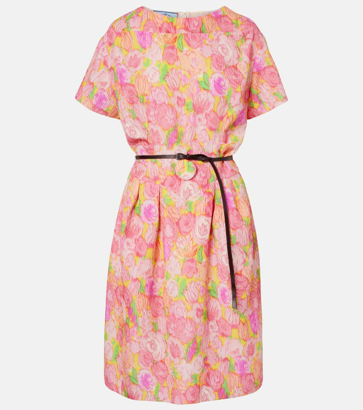 Prada Floral silk-blend cloqué midi dress
