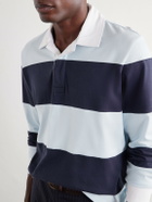 Rag & Bone - Striped Cotton-Jersey Polo Shirt - Blue