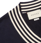 Gucci - Appliquéd Striped Wool Sweater - Navy