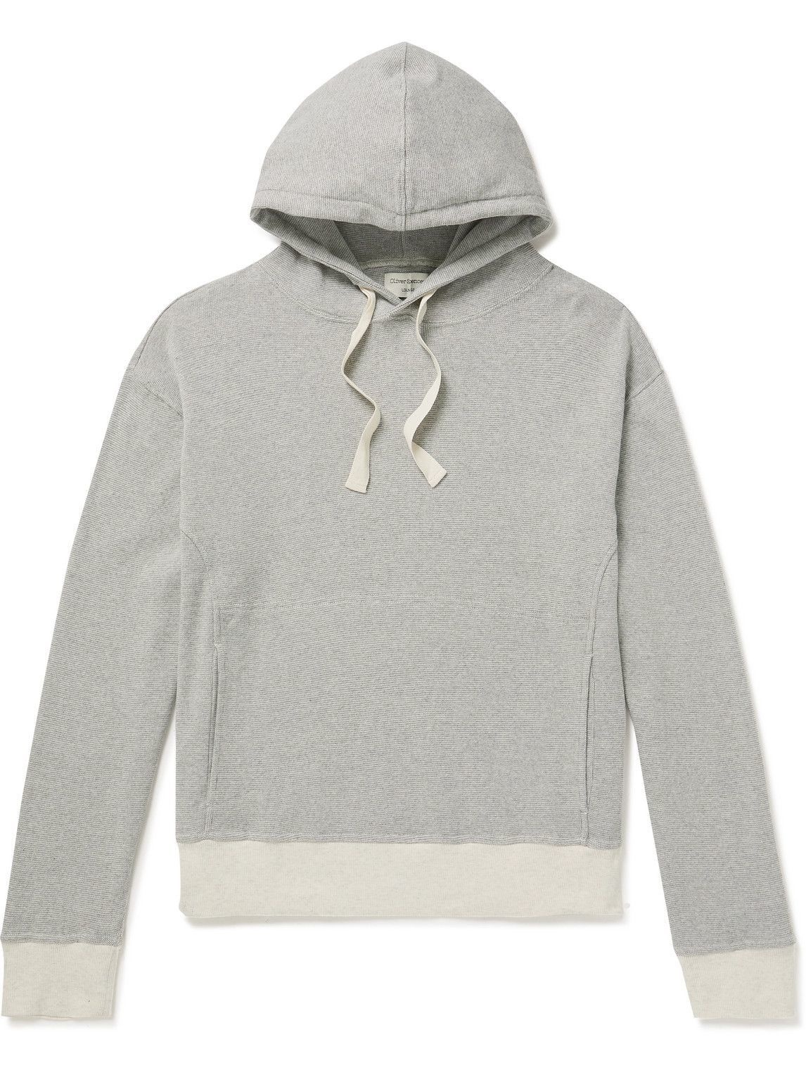 Photo: Oliver Spencer Loungewear - Striped Cotton-Jersey Hoodie - Gray