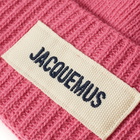 Jacquemus Men's Patch Logo Beanie in Multi Pink