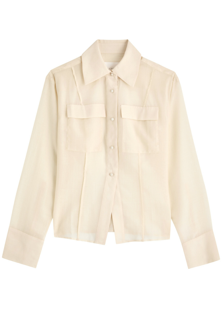 Clea Mason Semi-sheer Wool-blend Shirt Cream