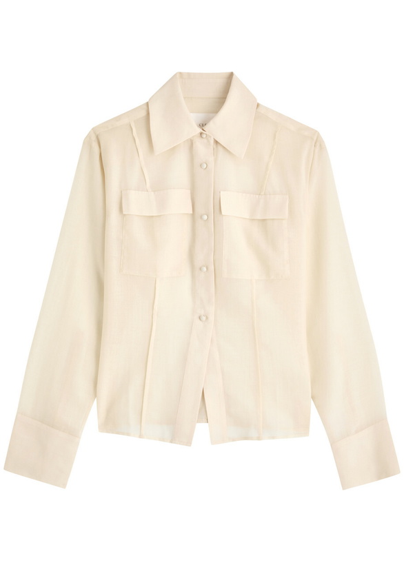 Photo: Clea Mason Semi-sheer Wool-blend Shirt Cream
