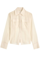 Clea Mason Semi-sheer Wool-blend Shirt Cream
