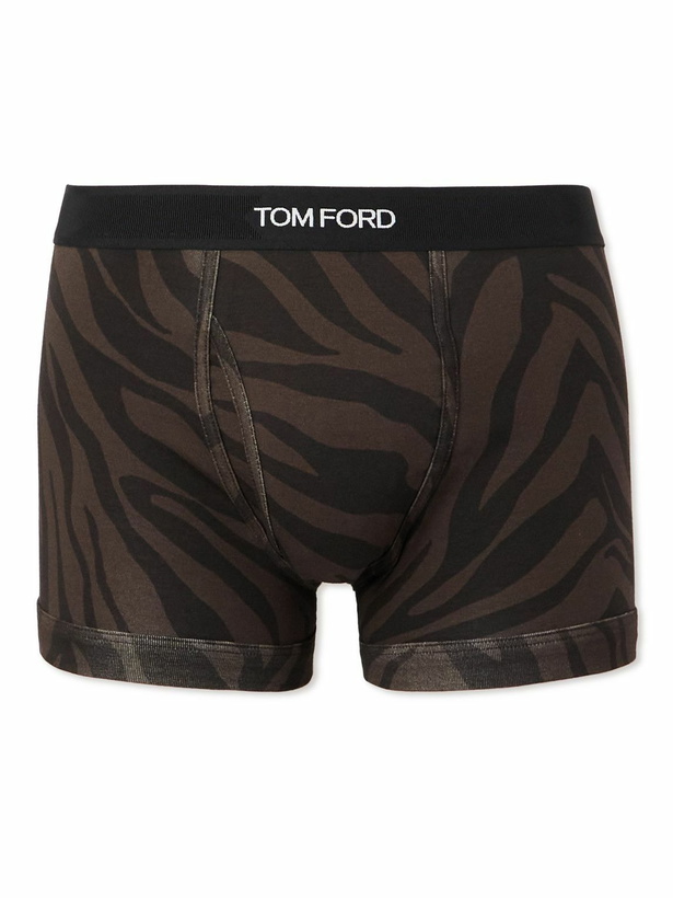 Photo: TOM FORD - Zebra-Print Stretch-Cotton Boxer Briefs - Brown