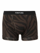 TOM FORD - Zebra-Print Stretch-Cotton Boxer Briefs - Brown