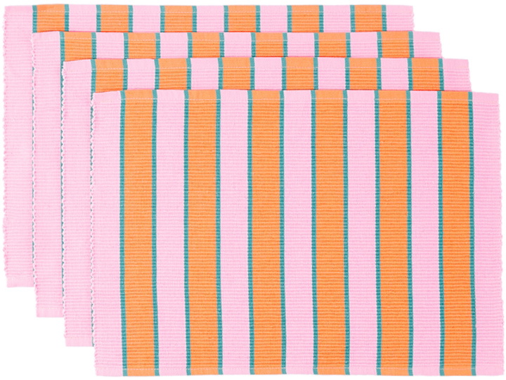 Photo: Dusen Dusen Pink & Orange Stripe Placemat Set