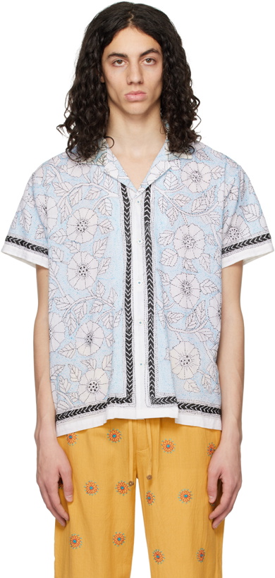 Photo: HARAGO White & Blue Floral Shirt