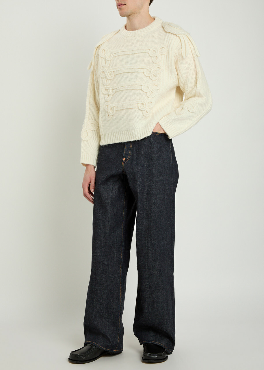 Kenzo Fisherman Cable-knit Wool-blend Jumper Off White
