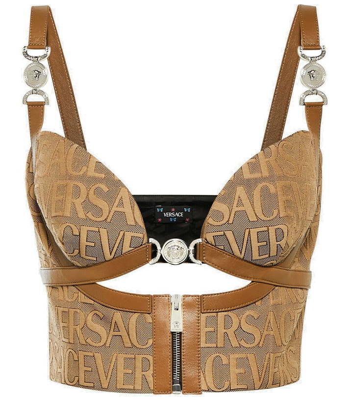 Photo: Versace Versace Allover leather-trimmed bustier