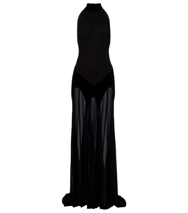 Photo: McQueen Velvet-trimmed silk georgette gown