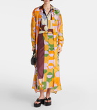 Dries Van Noten Printed silk pongee shirt dress