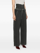 Elena Velez Charcoal Grey Patchwork Straight-Legged Jeans