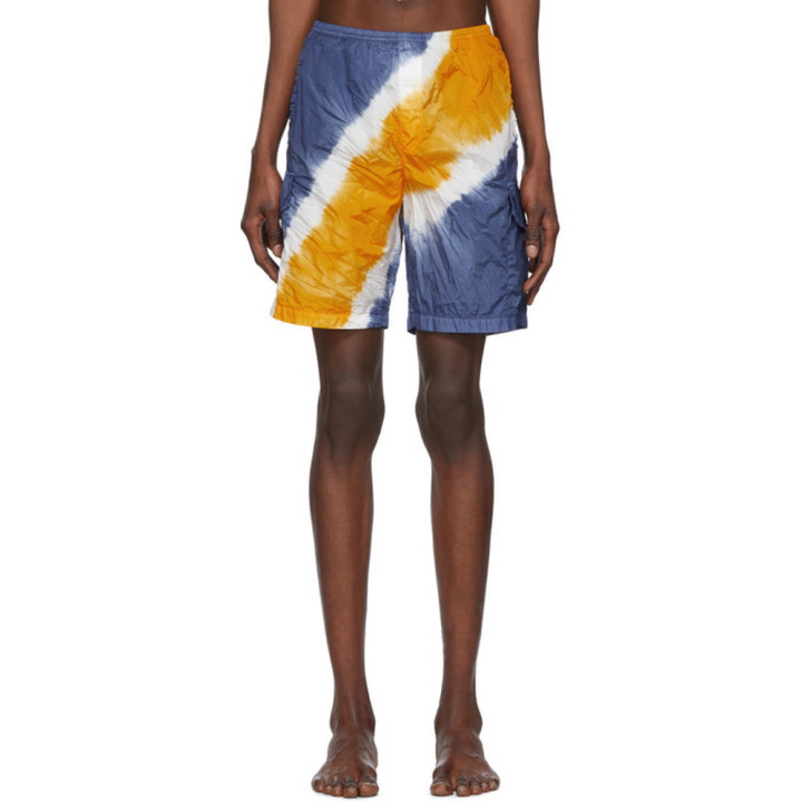 Photo: Palm Angels Blue and Orange Tie-Dye Swim Shorts