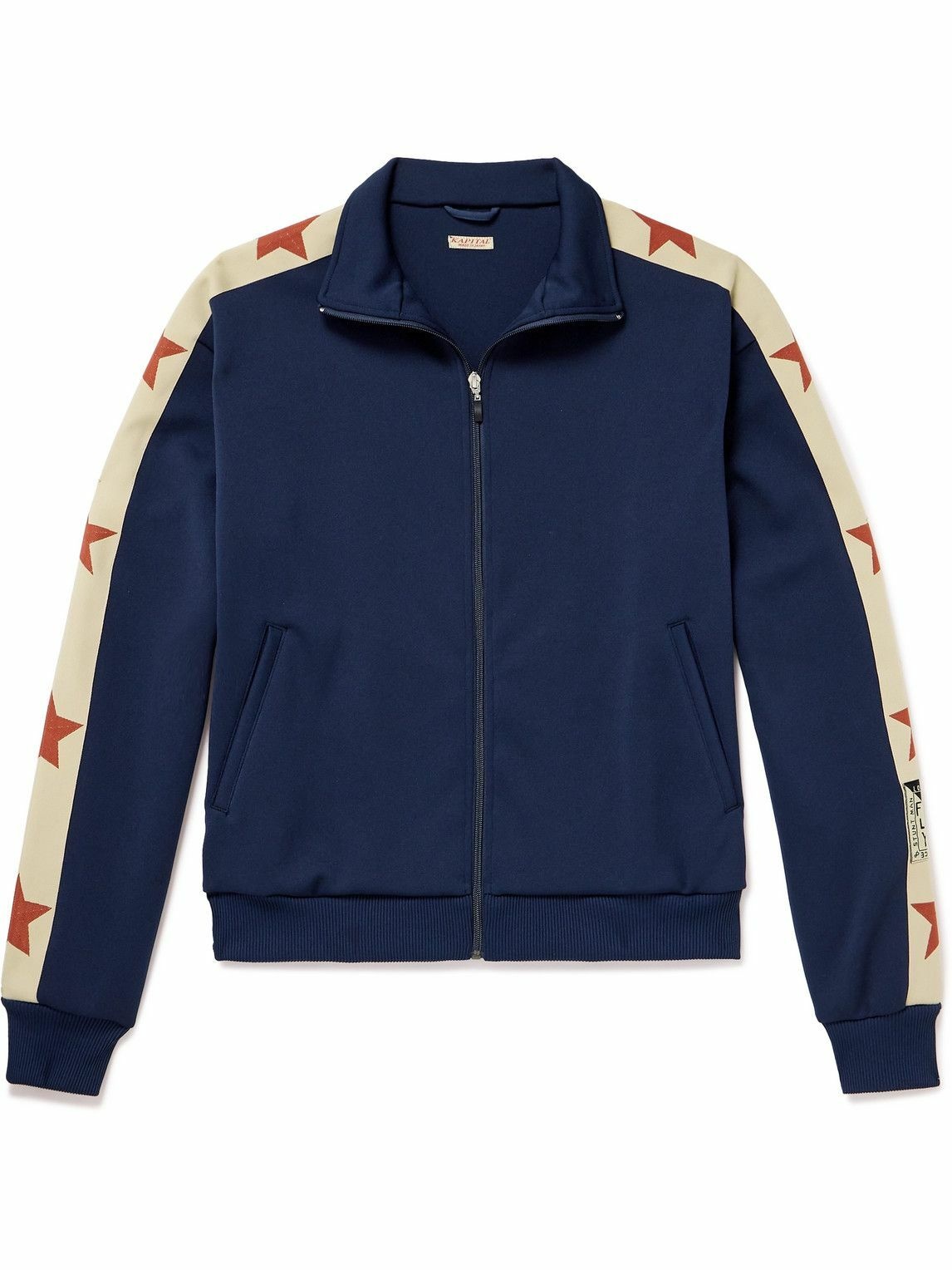 KAPITAL - Webbing-Trimmed Jersey Track Jacket - Blue KAPITAL