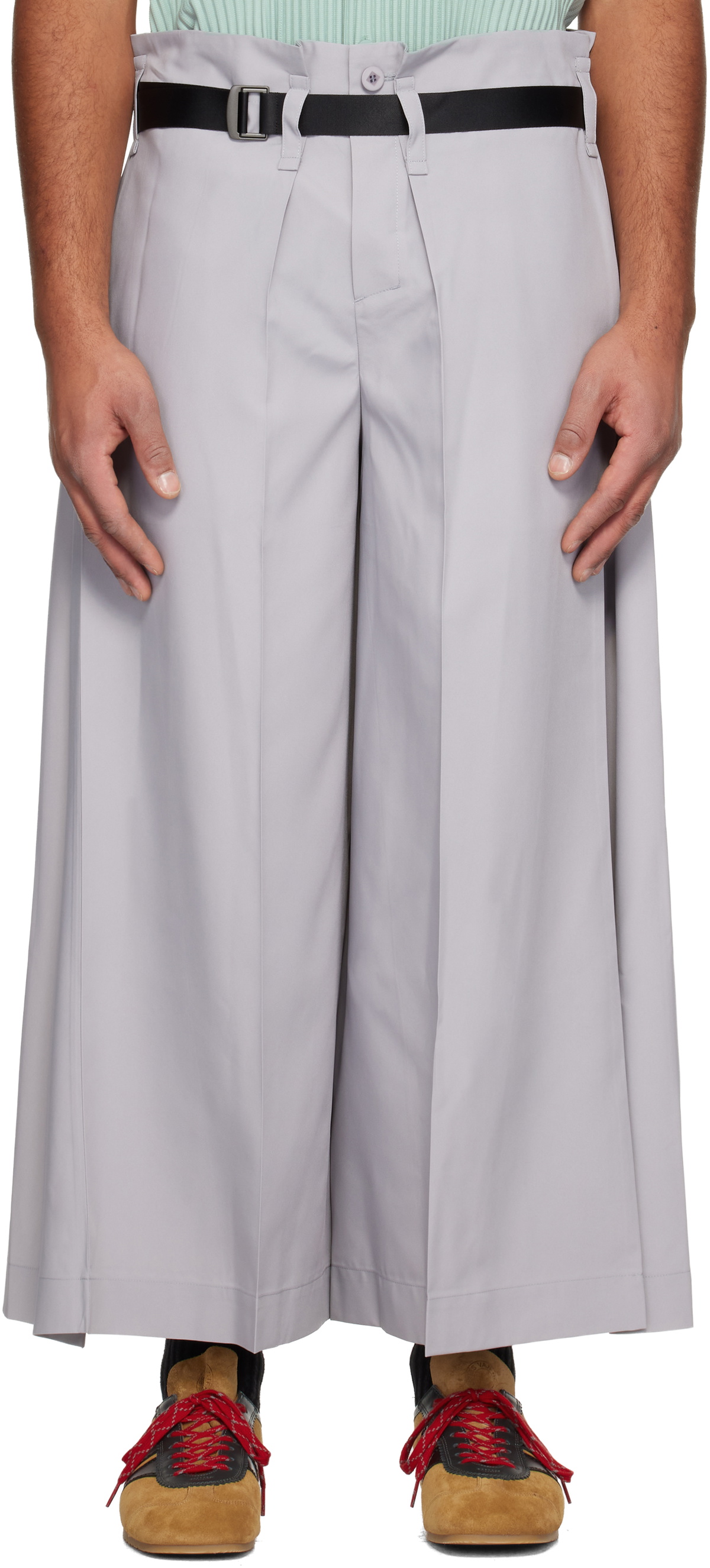 132 5. ISSEY MIYAKE Gray Flat Square Trousers