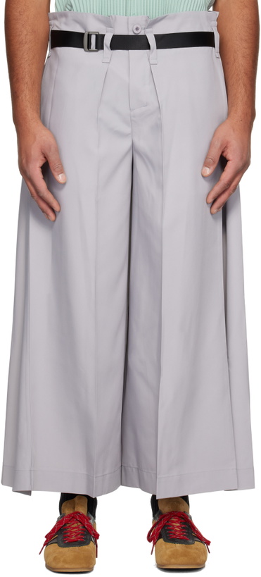 Photo: 132 5. ISSEY MIYAKE Gray Flat Square Trousers