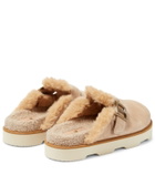 Hogan Faux fur-lined suede slippers