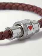 MONTBLANC - Meisterstück Woven Leather and Stainless Steel Bracelet - Brown