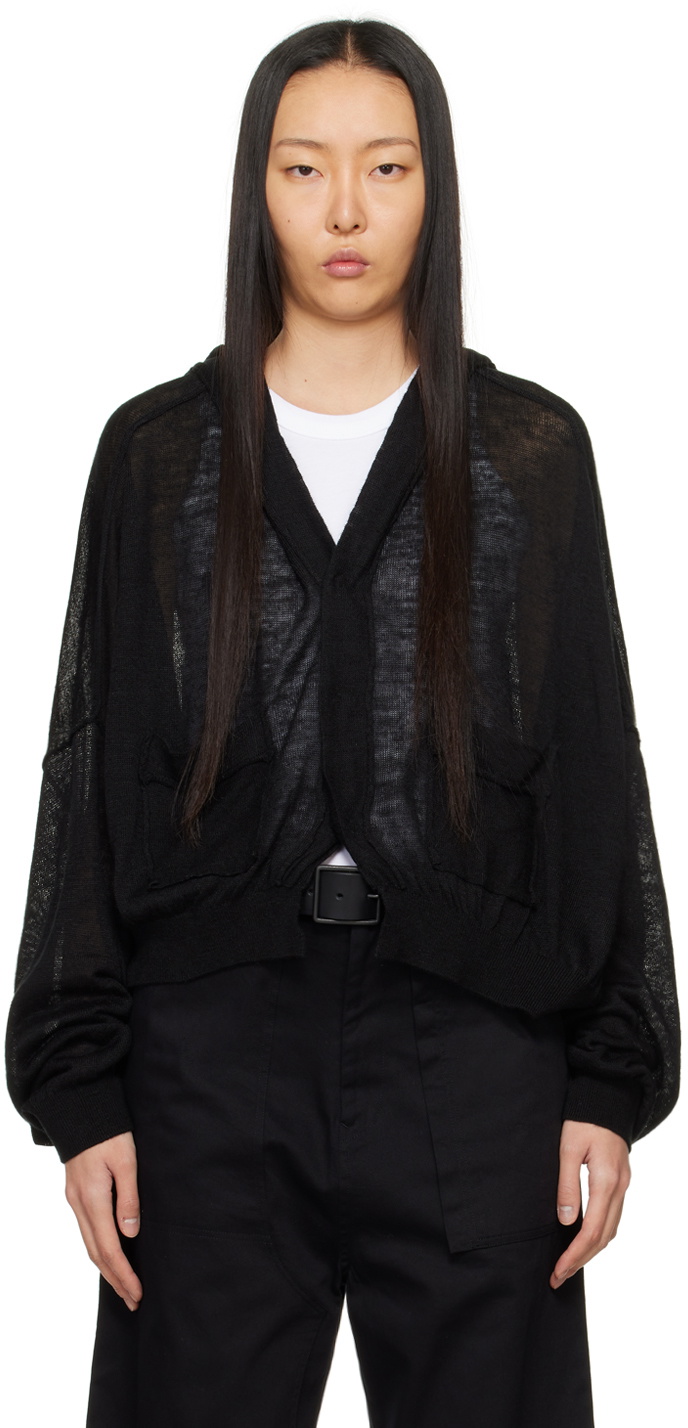 Y's Black Hooded Cardigan