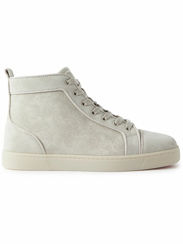 Photo: Christian Louboutin - Louis Logo-Embellished Suede High-Top Sneakers - Gray