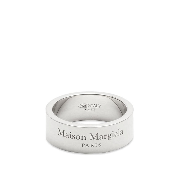 Photo: Maison Margiela Men's Text Logo Band Ring in Palladium