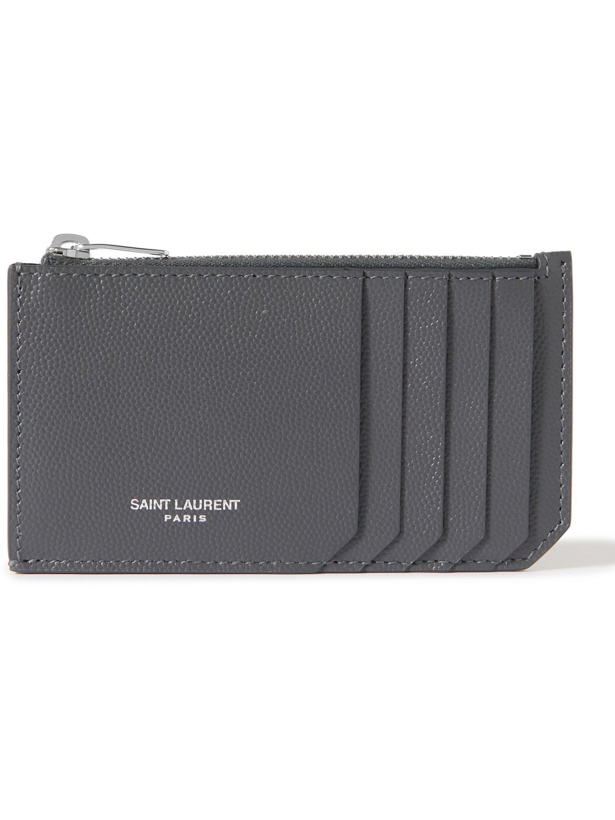 Photo: SAINT LAURENT - Logo-Print Pebble-Grain Leather Cardholder