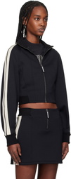 Palm Angels Black Neoprene Cropped Track Jacket