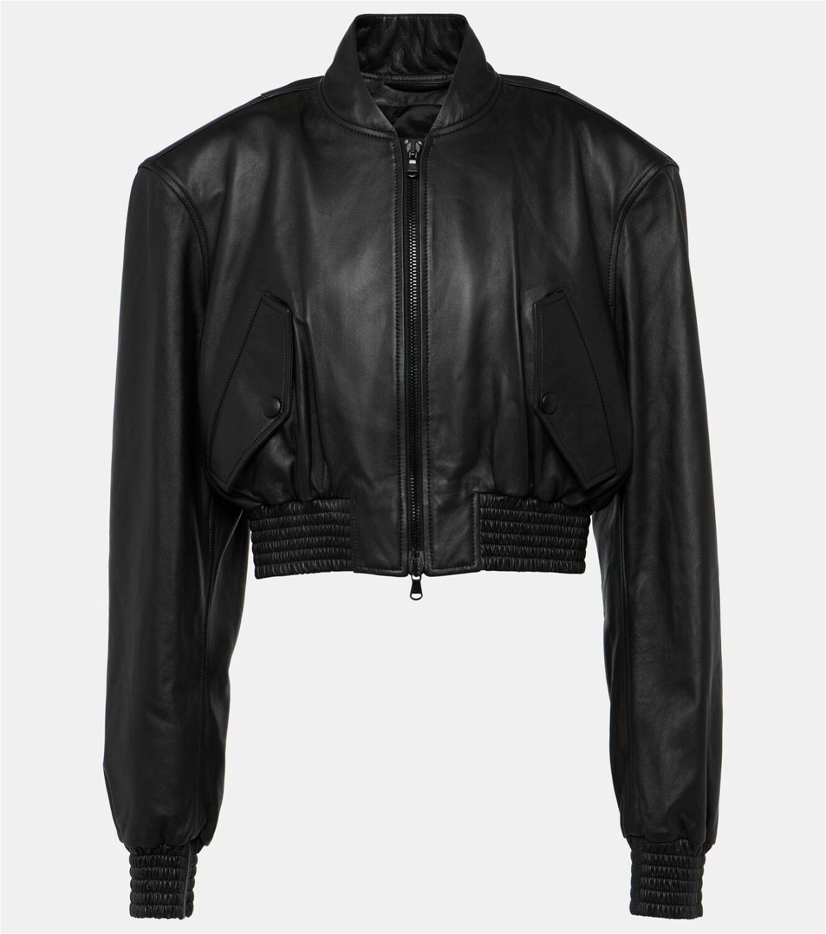 Wardrobe.NYC Cropped leather bomber jacket WARDROBE.NYC