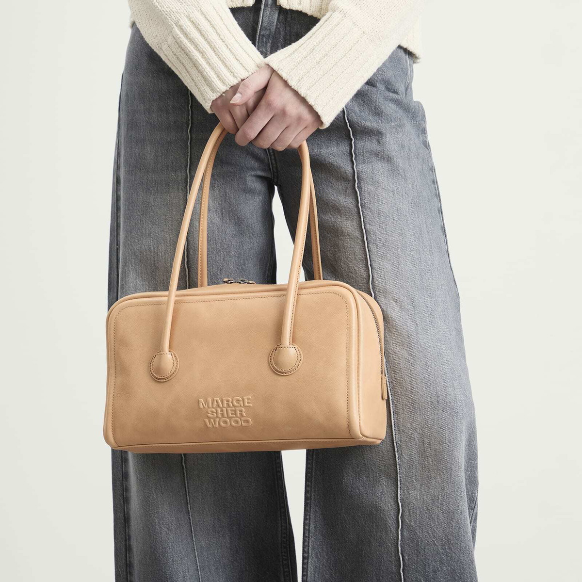 MARGESHERWOOD Women's Small Soft Boston Bag in French Beige 
