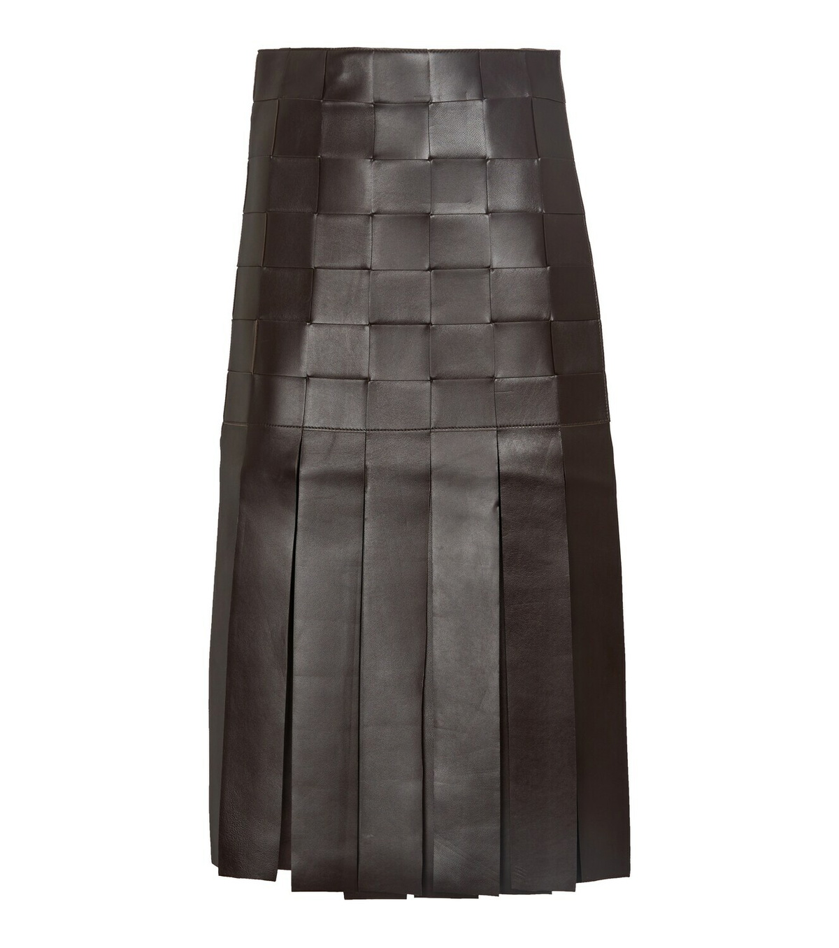 Dodo Bar Or Fringe-trimmed woven leather midi skirt
