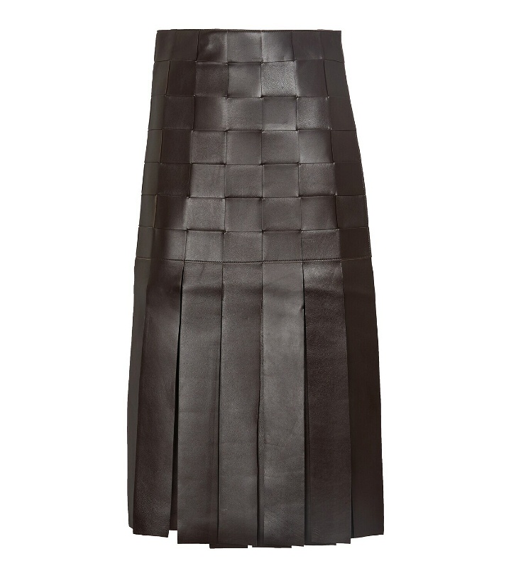 Photo: Dodo Bar Or Fringe-trimmed woven leather midi skirt