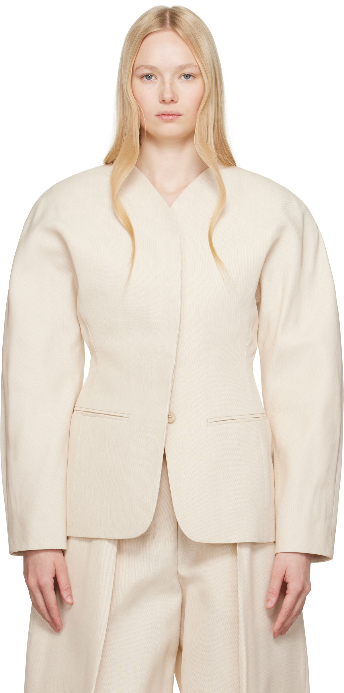 JACQUEMUS Beige La Croisière 'The Ovalo' Blazer Jacquemus