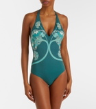 La DoubleJ Printed halterneck swimsuit