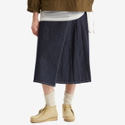 Beams Boy Women's Denim Wrap Pleated Skirt in Indigo