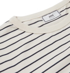AMI - Striped Logo-Appliquéd Cotton-Jersey T-Shirt - White