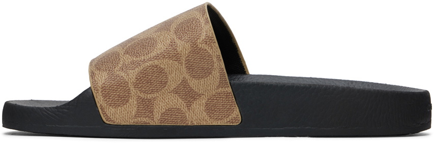 Coach 1941 Brown & Black Canvas Slides
