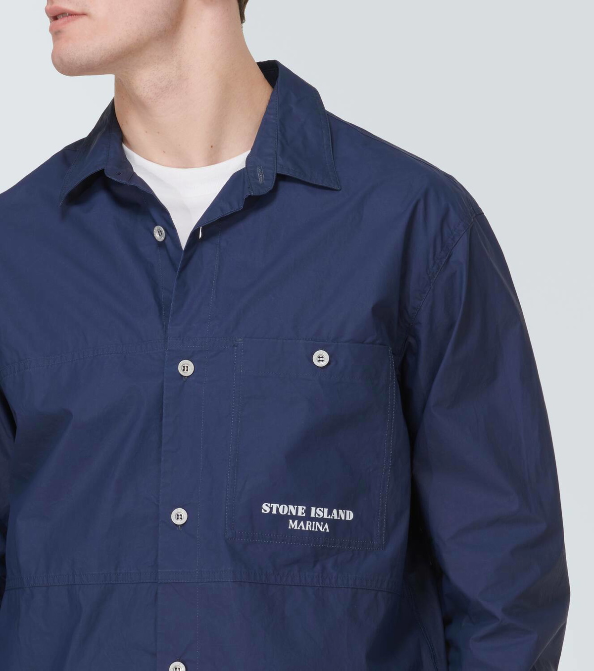Stone Island Marina striped cotton overshirt Stone Island