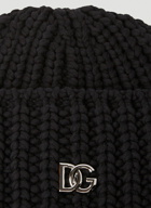 Logo Plaque Beanie Hat in Black
